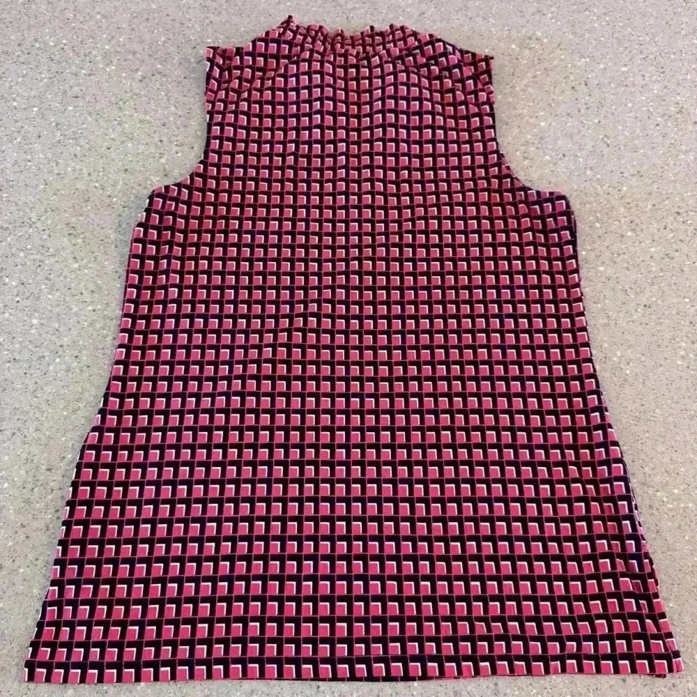Michael Kors Blouse Women's Coral/Black Sleeveless Tank Top Shirt Medium Career